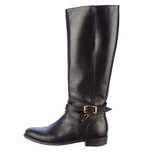 Burberry Black Adelaide Leather Riding Boots, 40